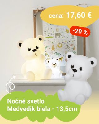 🌙✨ Nočné svetlo „Medvedík XL“ – 30 cm Vytvorte v detskej izbe jemné a upokojujúce svetlo s týmto veľkorysým 30 cm...